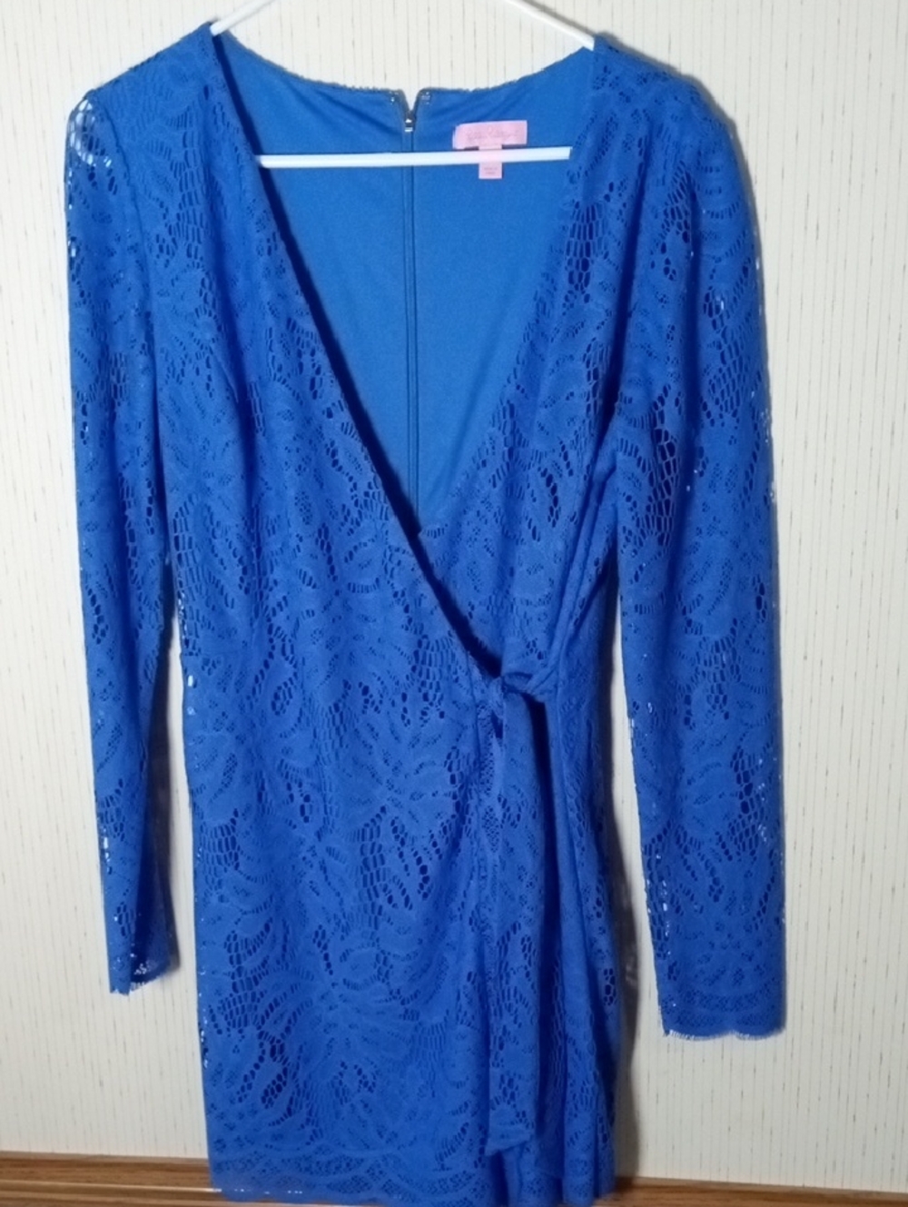 Lilly PulitzerRoyal Blue Lace Wrap Romper, Cottage Core, Lacy, Feminine, Vacatio
